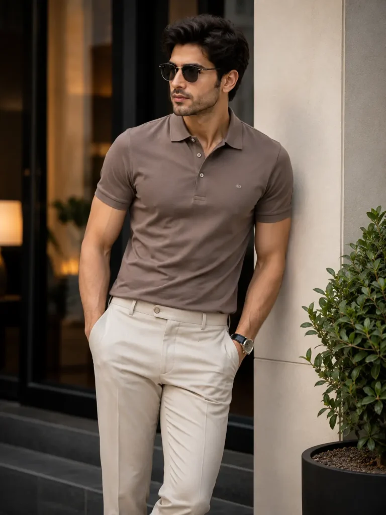 Polo T-Shirt with Tailored Trousers
